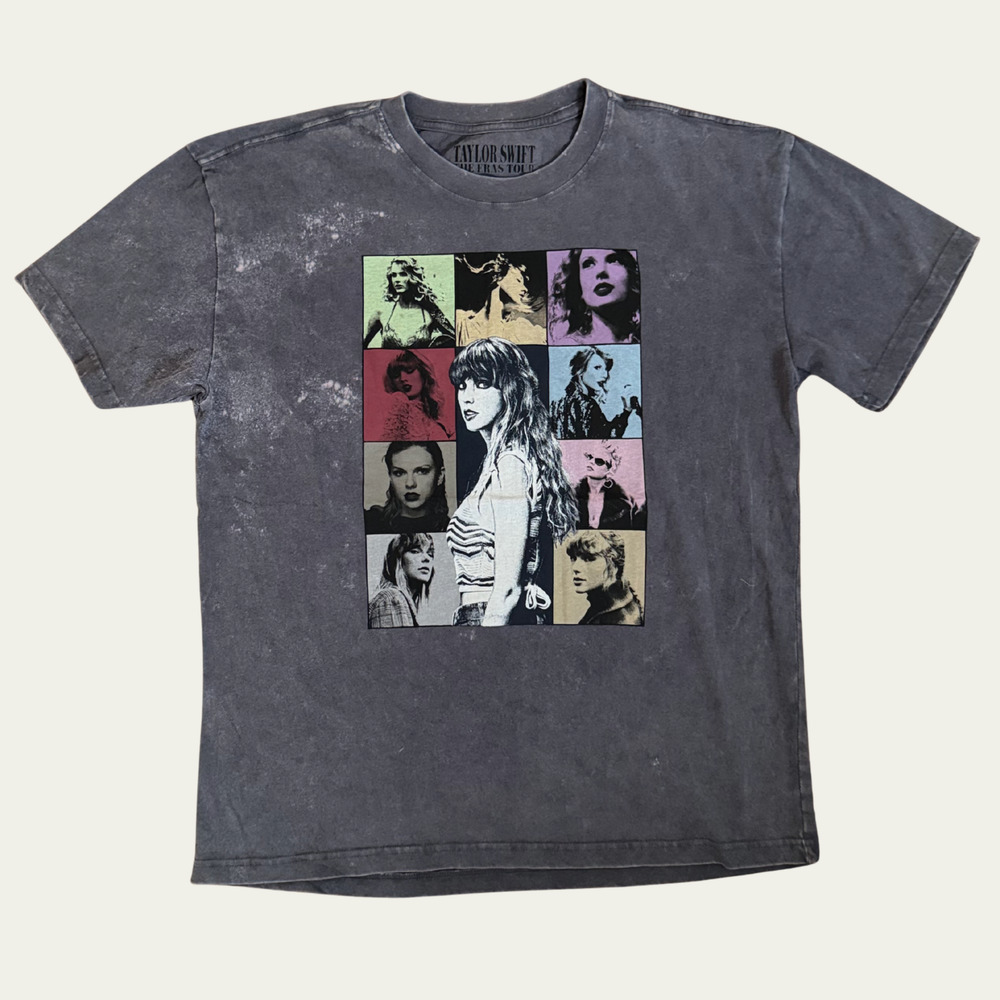NEW Taylor Swift THE ERAS TOUR Mineral Wash Gray Short Sleeve T-Shirt size Large